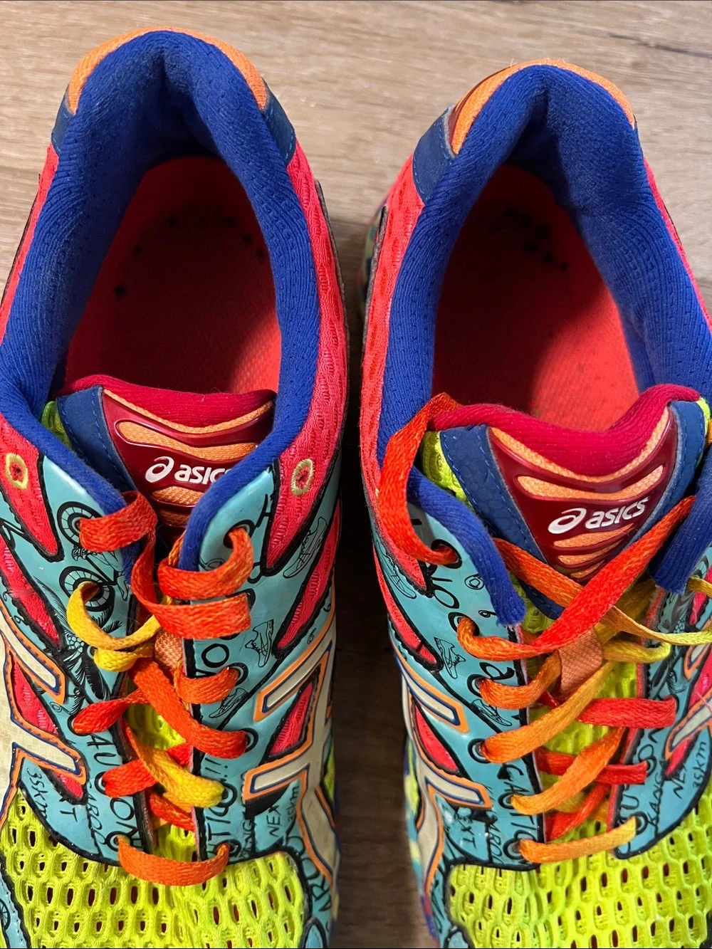 Asics - Gel Noosa Tri 6 Neon Yellow, Blue, Pink Athletic Sneakers, Men’s Size 9